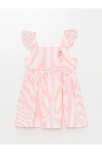 LC Waikiki LCW Kids Pembe Kare Yaka Kolsuz Baskılı Kız Bebek Elbise