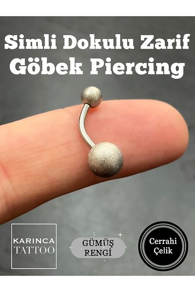 Karınca Piercing Silver Color Glitter Navel Piercing Surgical Steel Piercing