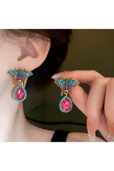 Accessories Moon Home Collection Şık Kelebek Şeklinde Turkuaz Damlalı Vintage...