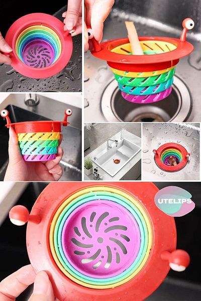 etteminönütoptanticaret Rainbow Foldable Sink Strainer Corrosion Resistant Prevent Clogging Rainbow Filter