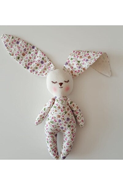 BERLİNA DOLLS أكمام لعب رفيق النوم - أرنب عضوي منقوش بالزهور الوردية والأرجوا...