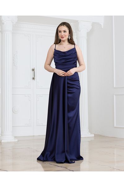 MODA Mauran Rope Strap Slit Satin Evening Dress