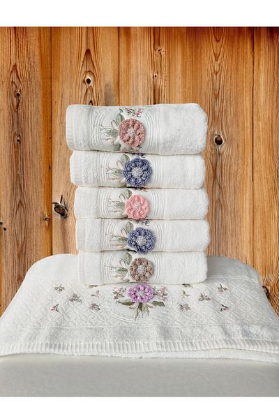 Fiesta Elegance Series Bamboo Cream Hand Work 6 Pcs 50X90 cm