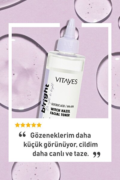 VITAYES Gözenek Sıkılaştırıcı Aha-bha Cadı Fındığı Toniği, Glikolik Asit Akne Karşıtı Arındırıcı Bakım