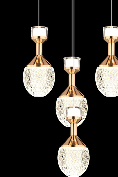 Capella Aydınlatma Harley Kumandalı 3 Renk Işık Özellikli Dimmerli Modern Kaplama Sarkıt Led Avize Salon Mutfak Avize