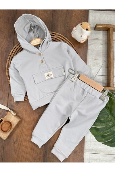 Kids Kingdom Organic Hooded 2-Piece Cotton Baby Boy Set with Seasonal Pockets