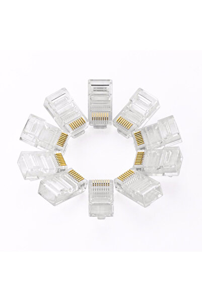 Koodmax 100 Adet - RJ45 Konnektör Network Cat5 Cat6 Jak Jack Ethernet Uç
