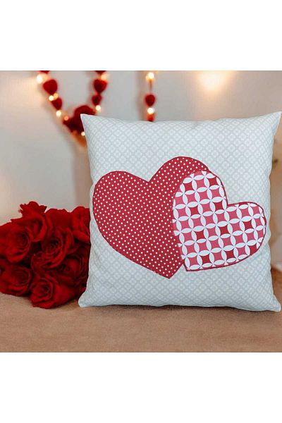 urzsmell Zippered Duck Linen Fabric Kirlent Case Pillow Case 42*42 cm Handmade Decorative Heart-Single-
