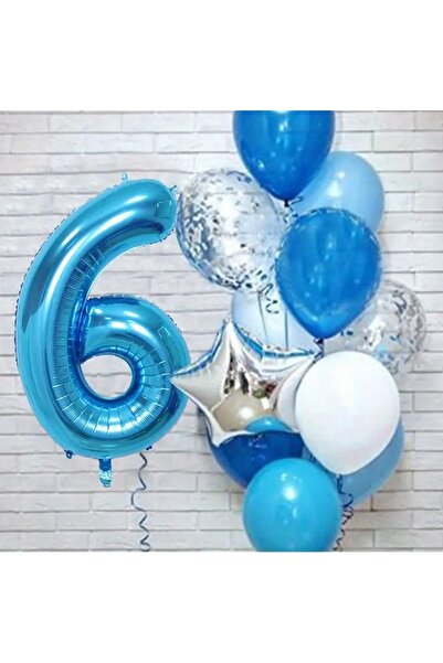 CANSIN مجموعة بالونات زرقاء لعمر 6 سنوات