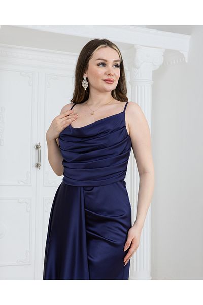 MODA Mauran Rope Strap Slit Satin Evening Dress