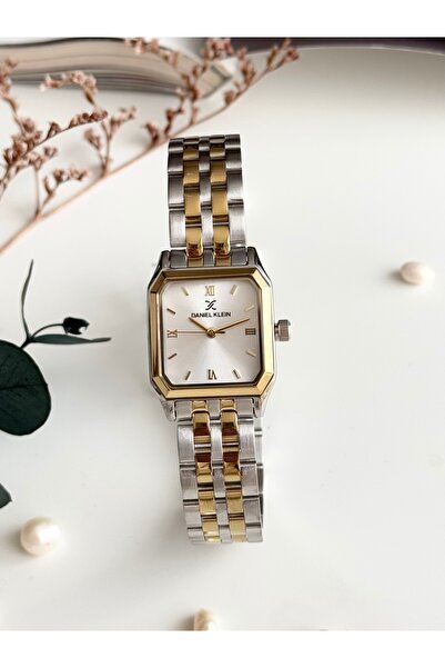 Daniel Klein Gold Gümüş Renk Kare Kasa Kadın Kol Saati