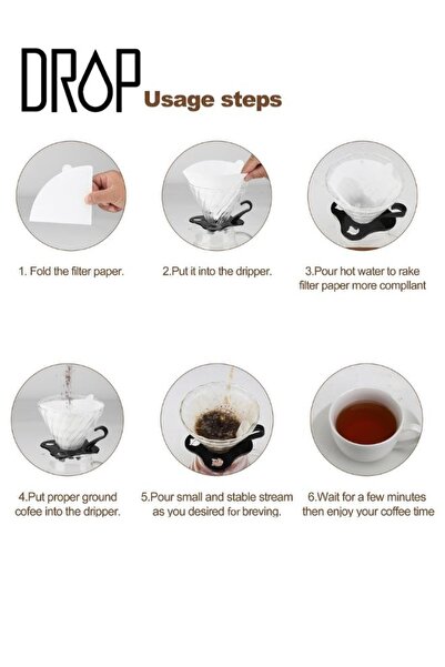 Drop 300 Piece Coffee Paper Filters V60 Size 02 White