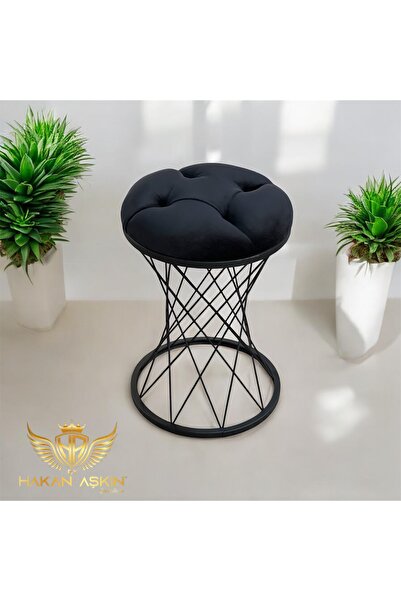 BY HAKAN AŞKIN Kapitoneli Metal Pota Ayaklı Black Pota Puf Style 2025