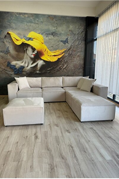 Erduran Mobilya Angelo 4 Modül + 2 Puf Köşe Koltuk Takımı (6 Modül) Babyface ...