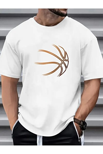 WOODROFFE تي شيرت رجالي مطبوع عليه كرة السلة للموسم الجديد فضفاض كبير الحجم