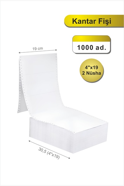 POZİTİF FORM 4x19 Kantar Fişi 2 Nüsha 1000 Adet , Beyaz Otokopili Sürekli For...
