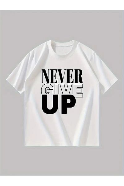 WOODROFFE Ανδρικό μπλουζάκι New Season - Φαρδύ με στάμπα "Never Give Up"