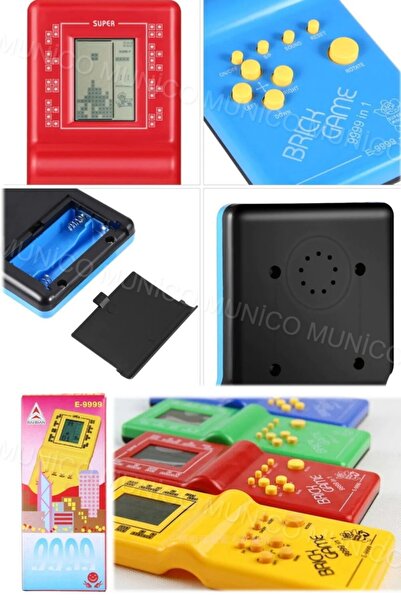 Munico Çocuklar İçin Büyük Ekranlı Retro Tetris El Oyun Konsolu Retro 80-90'lar Klasik Elektronik Oyuncak