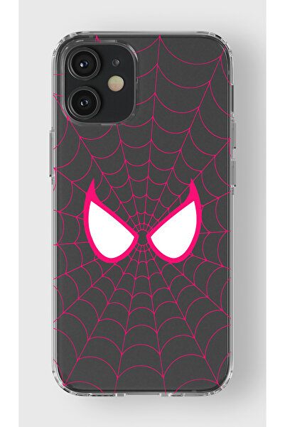 moonset Iphone 12 Mini Uyumlu Örümcek Gözler Tasarımlı Baskılı Şeffaf Telefon...