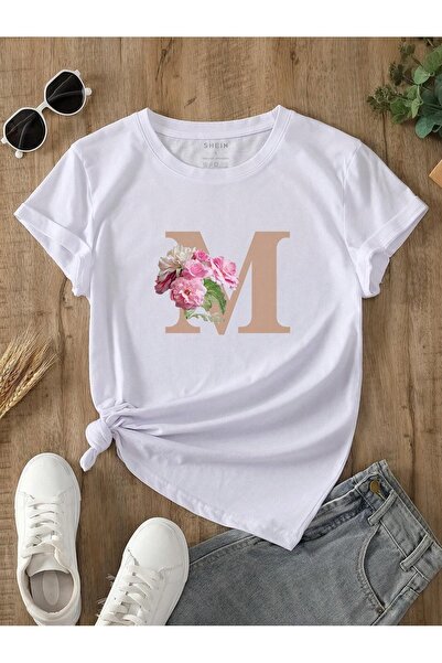 PALPİTO Tricou oversize cu imprimeu alb M Rose pentru femei