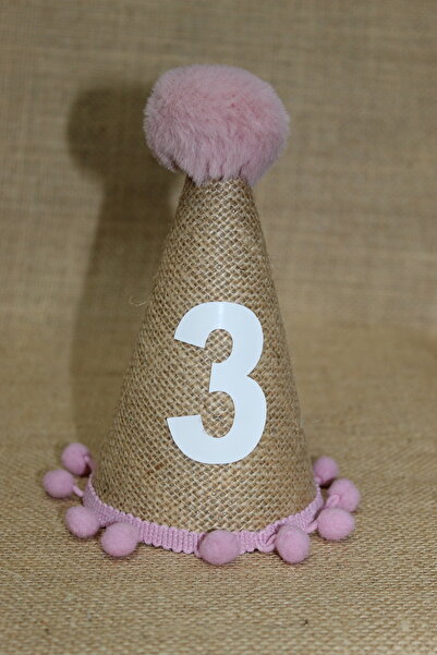 asöy 3-godišnji roze šešir od jute sa pomponima - sa tkaninom od vreće za rođ...