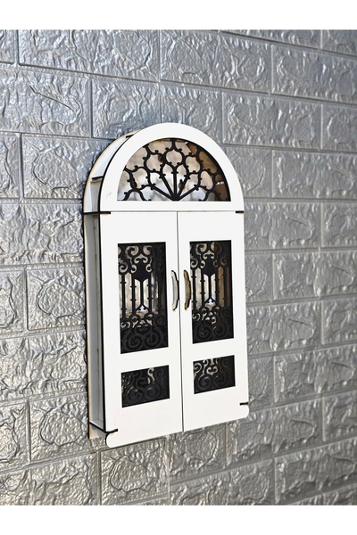 NED MDF LAZER DEKARASYON Kapaklı Ev Anahtarlık Kutusu Ahşap 10 Askılı