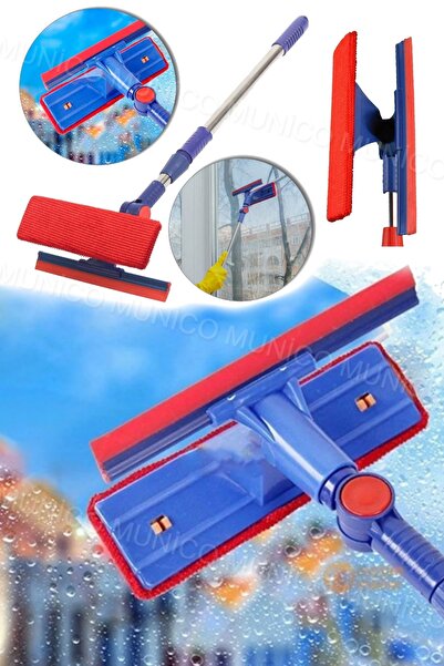 Munico Oynar Başlıklı Dükkan Ev Balkon Camı Uzanma 2 Fonksiyonlu Cam Silme Ap...