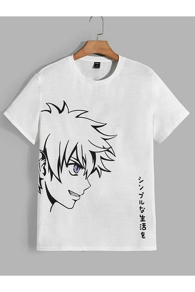 EFFRENATU Anime Printed T-Shirt for Youth Black and White Balloon