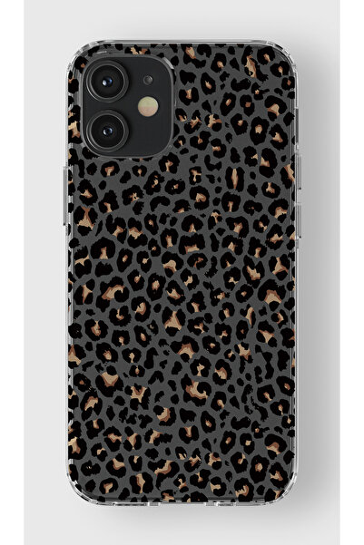 moonset Iphone 12 / 12 Pro Uyumlu Leopar Tasarımlı Baskılı Şeffaf Telefon Kılıfı