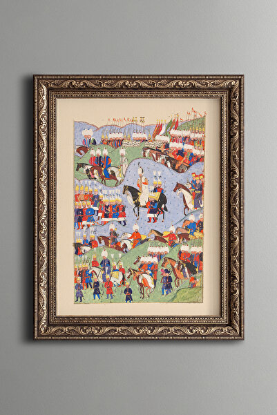 epiqart Kanuni Sultan Süleyman'ın Zigetvar Seferi Minyatürü - Vintage Desenli...