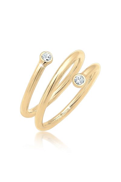 ELLI Ring Twisted Geo Crystals 925 Sterling Silver