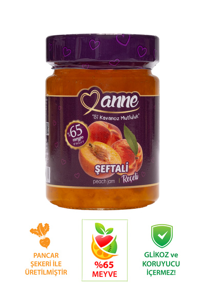 Anne Şeftali Reçeli 400g (PANCAR ŞEKERİ ILE ÜRETİLMİŞTİR - GLİKOZ, KORUYUCU IÇERMEZ)