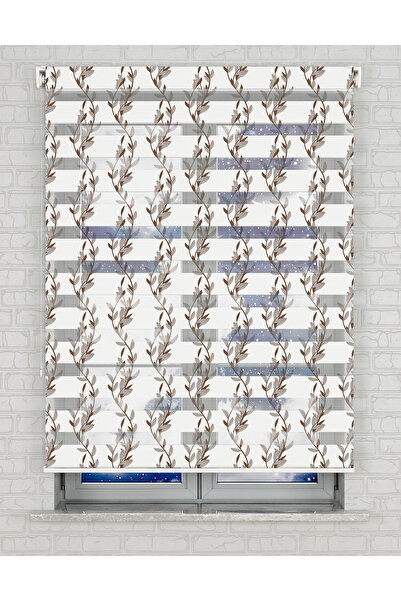 Bright Cover Çiçek ve Dallar Baskılı Zebra Perde - Gece Gündüz Kullanıma Uygu...