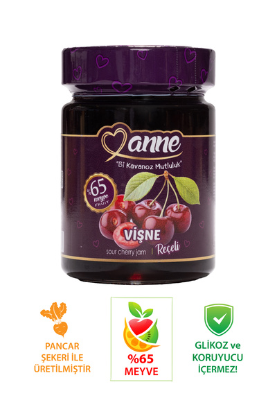 Anne Vişne Reçeli 400g (PANCAR ŞEKERİ ILE ÜRETİLMİŞTİR - GLİKOZ, KORUYUCU IÇE...