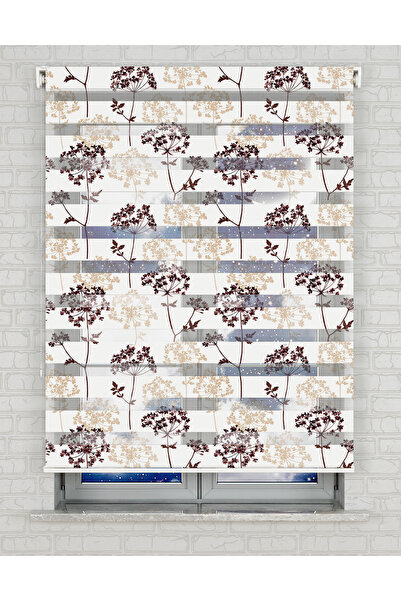 Bright Cover Çiçekler Baskılı Zebra Perde - Gece Gündüz Kullanıma Uygundur - ...
