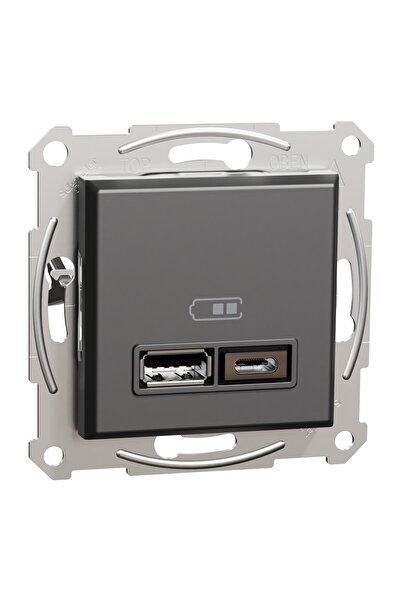 Schneider Electric Eph2700371 Asfora Antrasit Usb Prizi Ikili 2.4a Type A C