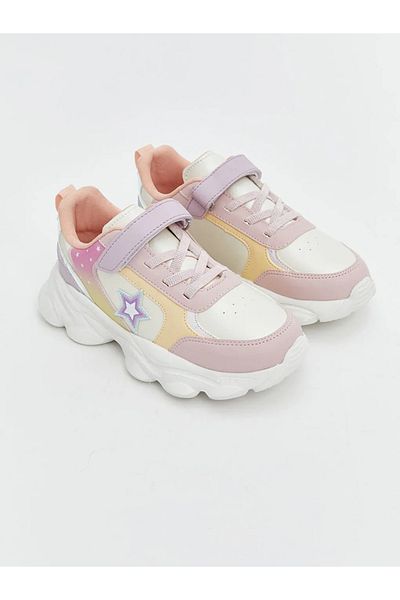 LC Waikiki Lcw Steps Mixed Color Blocks Lace-Up and Velcro Girls' Sneakers