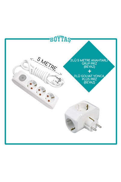 VİKO 5 METRE / ANAHTARLI 3'LÜ GRUP PRİZ + BEYAZ YONCA PLUS GOLYAT /ÖZNUR KABL...