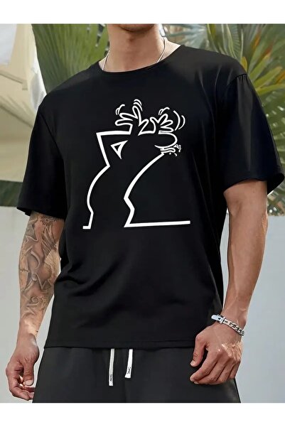 WOODROFFE Unisex Men's Curious Printed T-Shirt New Season Oversize Loose
