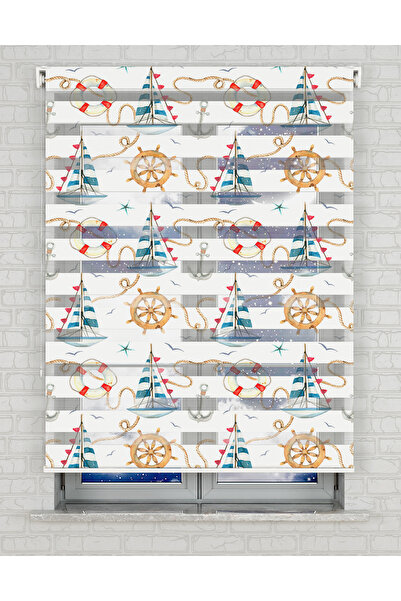 AD Home Denizci Baskılı Zebra Perde - Gece Gündüz - Bebek Odası Perdesi, Erke...