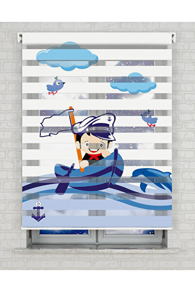 AD Home Denizci Çocuk Vektör Baskılı Zebra Perde - Gece Gündüz - Erkek Çocuk ...