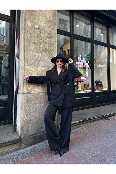 VOLT CLOTHİNG Women's Rope-Tied Shoulder Detailed Lined Blazer Jacket