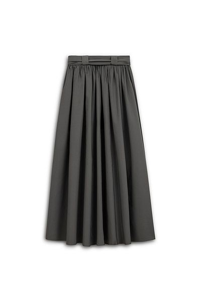 praye Gray Long Flared Skirt - Tight Pleated