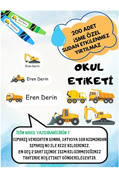 EyER Shoping Školska oznaka za građevinske mašine, olovka, sveska, prilagođen...