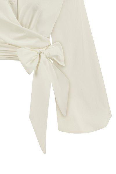 praye White Cotton Shirt - Tie Waist
