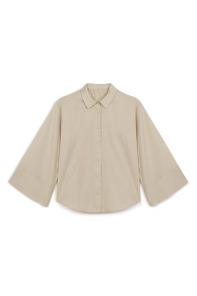 praye Stone Colored Wide Sleeve Basic Shirt