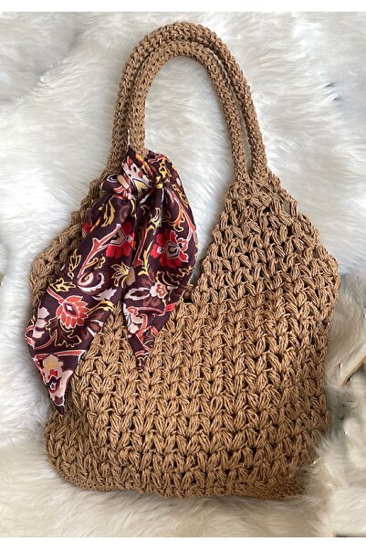 symaslandesign Hasır Çanta / El Örgüsü Çanta / El Yapımı Çanta / Yazlık Çanta / Plaj Çantası Kağıt Ip