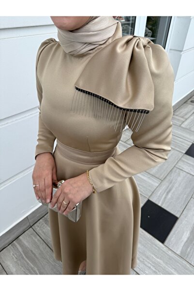 BYATEİLER Bej Lina Tesettür Abiye