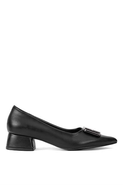 Ayakkabı Fuarı Elit Brk1904C Women's Buckle Classic Low Heel Shoes Black
