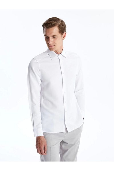 LC Waikiki Ανδρικό πουκάμισο Dobby με μακρυμάνικο Lcwaıkı Formal White Slim Fit